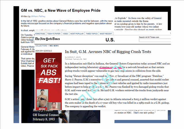 언론윤리 제도의 압력, NBC와 GM의 픽업   (5 )